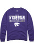 David N’Guessan Rally Mens Purple K-State Wildcats NIL Stacked Box Crew Sweatshirt
