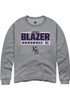 Dylan Blazer Rally Mens Graphite K-State Wildcats NIL Stacked Box Crew Sweatshirt