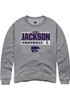 Jadon Jackson Rally Mens Graphite K-State Wildcats NIL Stacked Box Crew Sweatshirt