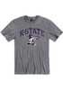 K-State Wildcats Grey Rally Distressed Arch Mascot Short Sleeve Fashion T Shirt