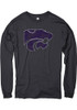 Mens K-State Wildcats Black Rally Distressed Primary Logo Long Sleeve Fashion T Shirt