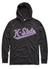 Mens K-State Wildcats Black Charlie Hustle Light Weight Script Long Sleeve Fashion Hood