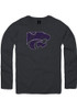Mens Black K-State Wildcats Distressed Primary Logo Long Sleeve Fashion T Shirt
