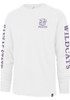 Mens K-State Wildcats White 47 Triple Down II Franklin Long Sleeve Fashion T Shirt