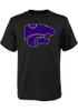 Youth Black K-State Wildcats Primary Logo Short Sleeve T-Shirt