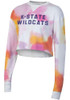 Womens K-State Wildcats Pink Champion Watercolor Cloud Cropped Crew Sweatshirt