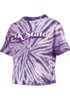 K-State Wildcats Purple Pressbox Tie Dye Campus Crop Short Sleeve T-Shirt