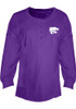 Womens Purple K-State Wildcats Henley+ LS Tee