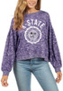 Womens Purple K-State Wildcats Puff Crew Sweatshirt