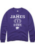 Justice James Rally Mens Purple K-State Wildcats NIL Sport Icon Crew Sweatshirt