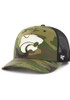 47 Green K-State Wildcats Strap Camo Trucker Adjustable Hat