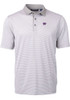 Mens K-State Wildcats Grey Cutter and Buck Virtue Eco Pique Micro Stripe Short Sleeve Polo Shirt