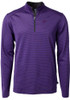 Mens K-State Wildcats Purple Cutter and Buck Virtue Eco Pique Micro Stripe 1/4 Zip Pullover