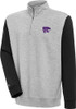 Mens K-State Wildcats Grey Antigua Victory Colorblock 1/4 Zip Pullover