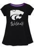 Girls Black K-State Wildcats Script Blouse Short Sleeve T-Shirt