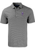 Mens K-State Wildcats Black Cutter and Buck Forge Double Stripe Vault Short Sleeve Polo Shirt