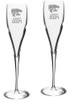 White K-State Wildcats Class of 2024 Hand Etched 2Pc Set Toasting Wine Glass