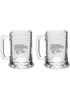 White K-State Wildcats Hand Etched Crystal Set of 2 15oz Colonial Tankard Stein