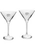 White K-State Wildcats Hand Etched Crystal Set of 2 10oz Martini Glass