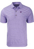 Mens K-State Wildcats Purple Cutter and Buck Forge Heather Stripe Short Sleeve Polo Shirt
