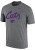 K-State Wildcats Grey Nike Dri-FIT Cats Script Short Sleeve T Shirt