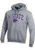 Mens K-State Wildcats Grey Champion Arch Mascot Twill Hooded Sweatshirt