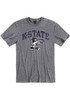 Grey K-State Wildcats Distressed Arch Mascot Short Sleeve Fashion T Shirt