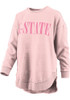 Womens K-State Wildcats Pink Pressbox Burnout Showtime Poncho Crew Sweatshirt