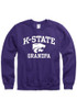 Mens Purple K-State Wildcats Grandpa Number One Crew Sweatshirt