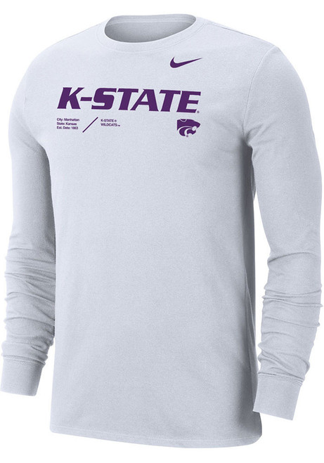 Mens K-State Wildcats White Nike DriFIT Team Issue Tee