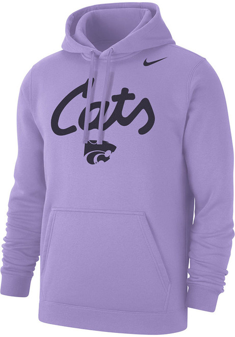 Mens K-State Wildcats Lavender Nike Script Club Fleece Hooded Sweatshirt