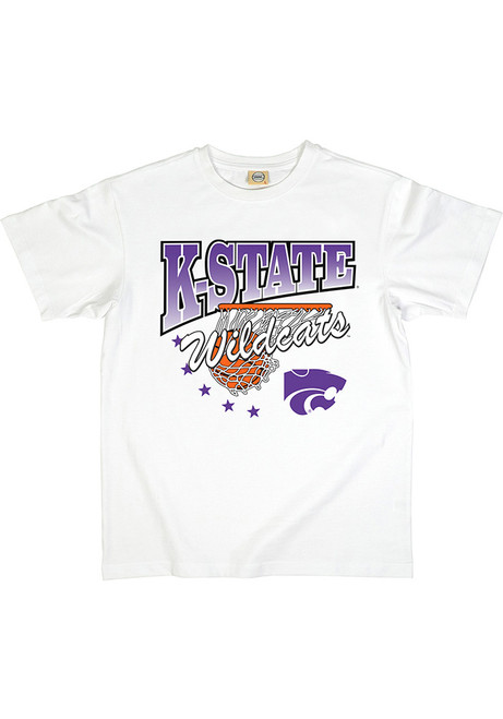 White K-State Wildcats Classic Hoop Short Sleeve Fashion T Shirt