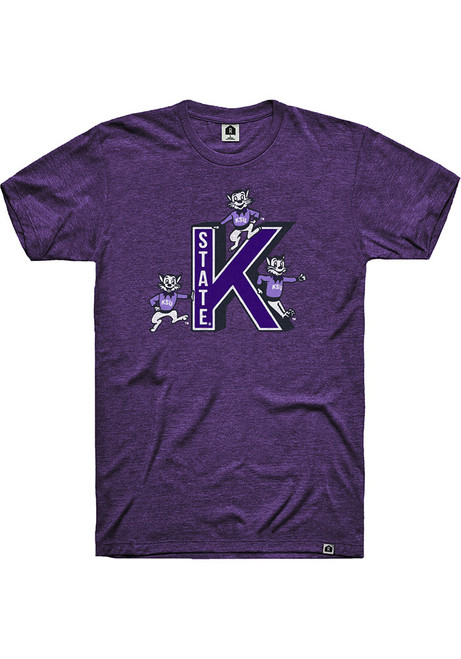 K-State Wildcats Purple Rally Triblend K Slide Short Sleeve Fashion T Shirt