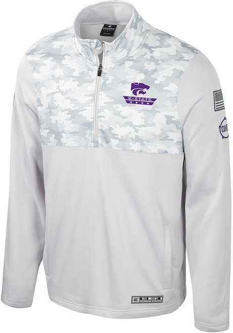 Mens K-State Wildcats Grey Colosseum Ice Qtr Zip Pullover