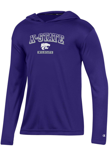 Youth K-State Wildcats Purple Champion Impact Lightweight Long Sleeve Hooded Sweatshirt