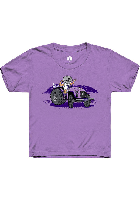 Youth K-State Wildcats Lavender Rally Tractor Willie Short Sleeve T-Shirt