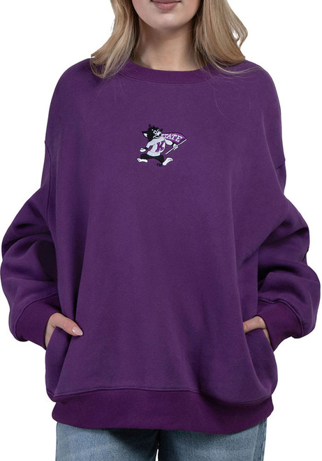 Womens K-State Wildcats Purple Hype and Vice Offside Pocket Crew Sweatshirt