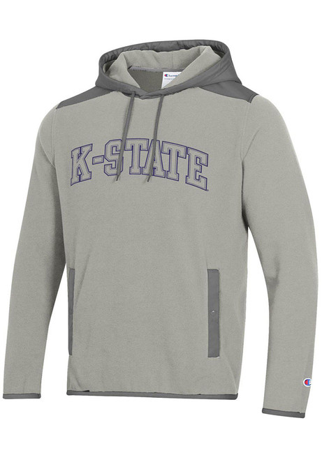 Mens K-State Wildcats Grey Champion Explorer Fleece Hooded Sweatshirt