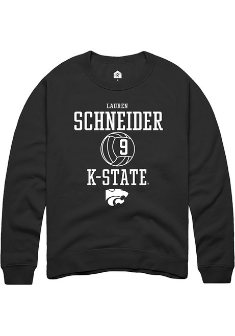 Lauren Schneider Rally Mens Black K-State Wildcats NIL Sport Icon Crew Sweatshirt