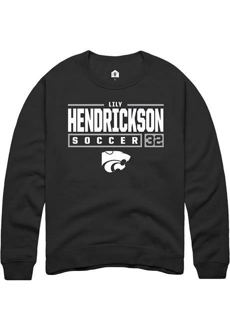 Lily Hendrickson Rally Mens Black K-State Wildcats NIL Stacked Box Crew Sweatshirt