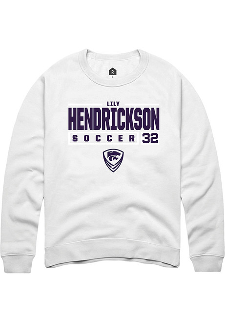 Lily Hendrickson Rally Mens White K-State Wildcats NIL Stacked Box Crew Sweatshirt