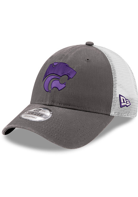 New Era Graphite K-State Wildcats 2T Purple Powercat Trucker 9FORTY Adjustable Hat