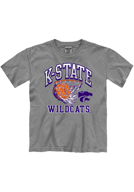 Youth K-State Wildcats Grey Rally Basketball Short Sleeve T-Shirt
