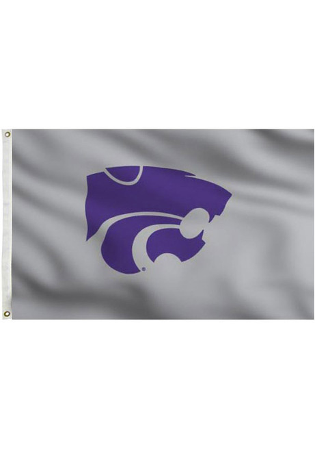 White K-State Wildcats 3x5 Grey Grommet Silk Screen Grommet Flag