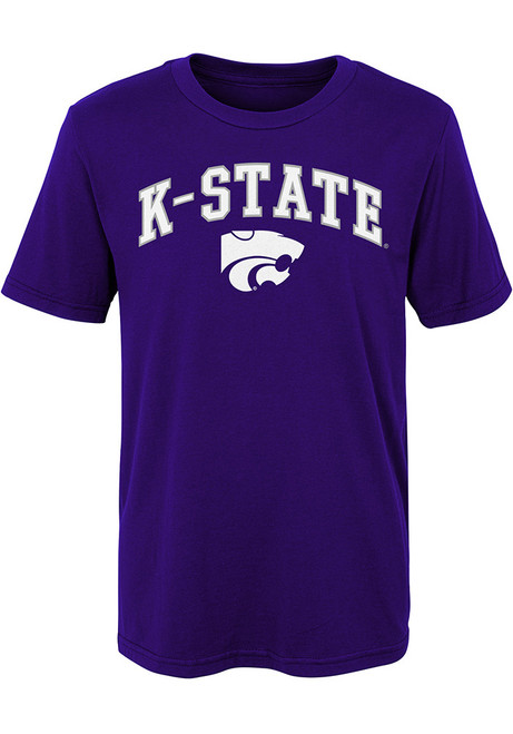Boys Purple K-State Wildcats Arch Mascot Short Sleeve T-Shirt