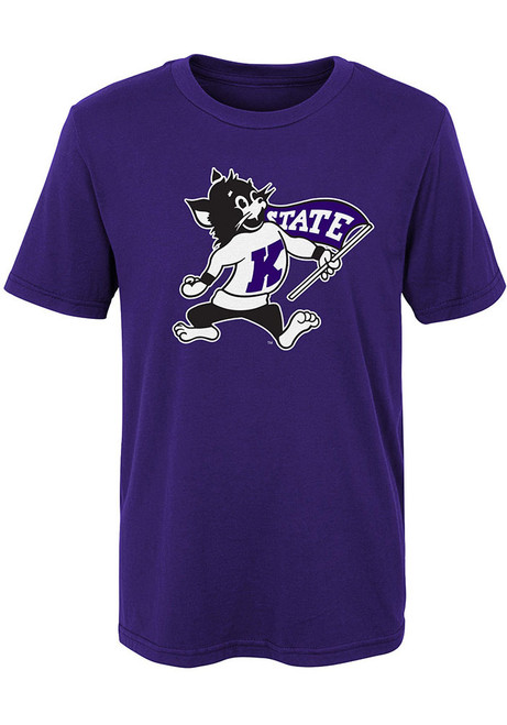 Boys Purple K-State Wildcats Standing Mascot Short Sleeve T-Shirt