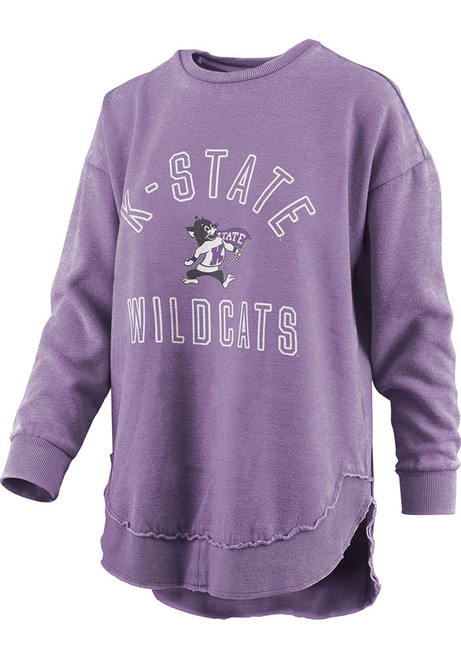 Womens K-State Wildcats Purple Pressbox Vintage Poncho Crew Sweatshirt