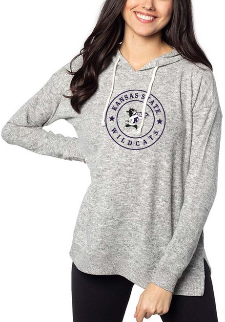 Womens Grey K-State Wildcats Tunic Style Hooded Sweatshirt