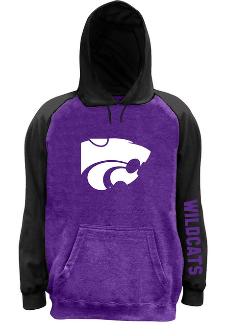 Mens Charcoal K-State Wildcats Space Dye Pieced Body Big and Tall Hooded Sweatshirt