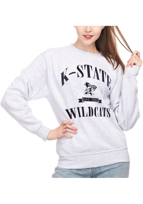 Womens Grey K-State Wildcats Sport Crew Sweatshirt